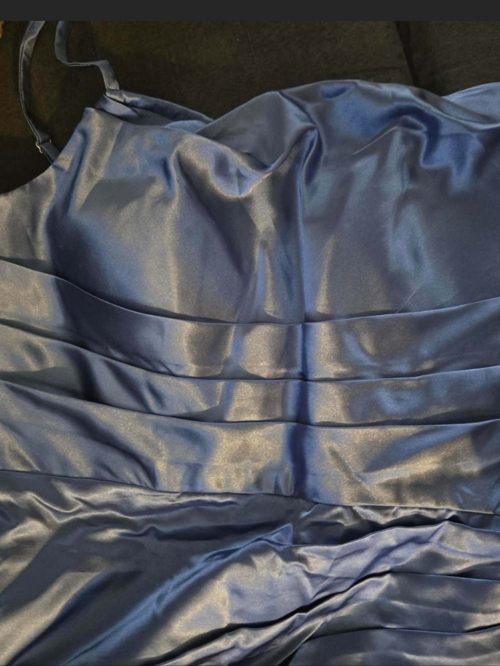 Blue Floor Length Prom Dress